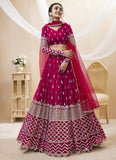 Embroidered Georgette Indian Lehenga In Hot Pink