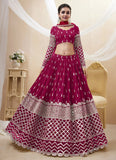 Embroidered Georgette Indian Lehenga In Hot Pink