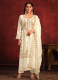 Embroidered Pakistani Suit for Women In Off White