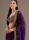 Premium Purple Designer Saree with Pearl & Sequins Work