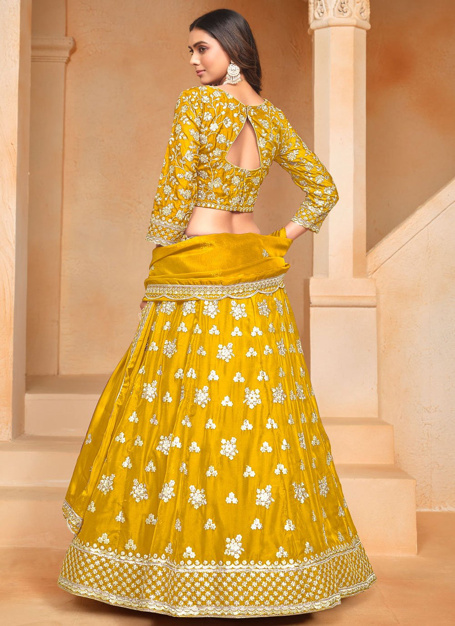 Elegant haldi ceremony lehenga for women