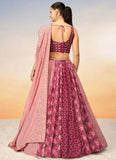 Enchanting Pink Poly Chiffon Indian Ethnic Lehenga Choli with Sequins Embroidery