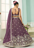 Enchanting purple tissue bridesmaid lehenga with sequin, stone, coding embroidery, cutwork dupatta and 3.5m flair