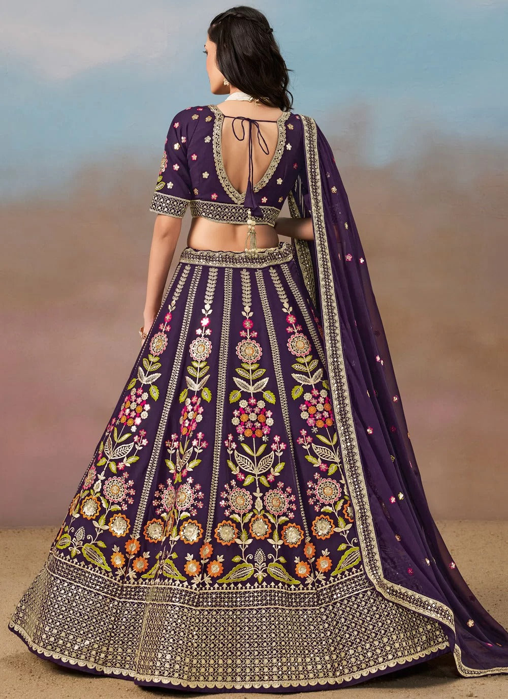 Engagement Wear Lehengas | Purple Wedding Wear Lehengas