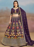 Purple Engagement Wear Lehenga | Georgette Sequins & Zari Embroidery