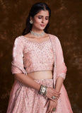 Ethereal Organza Rose Pink Lehenga Choli