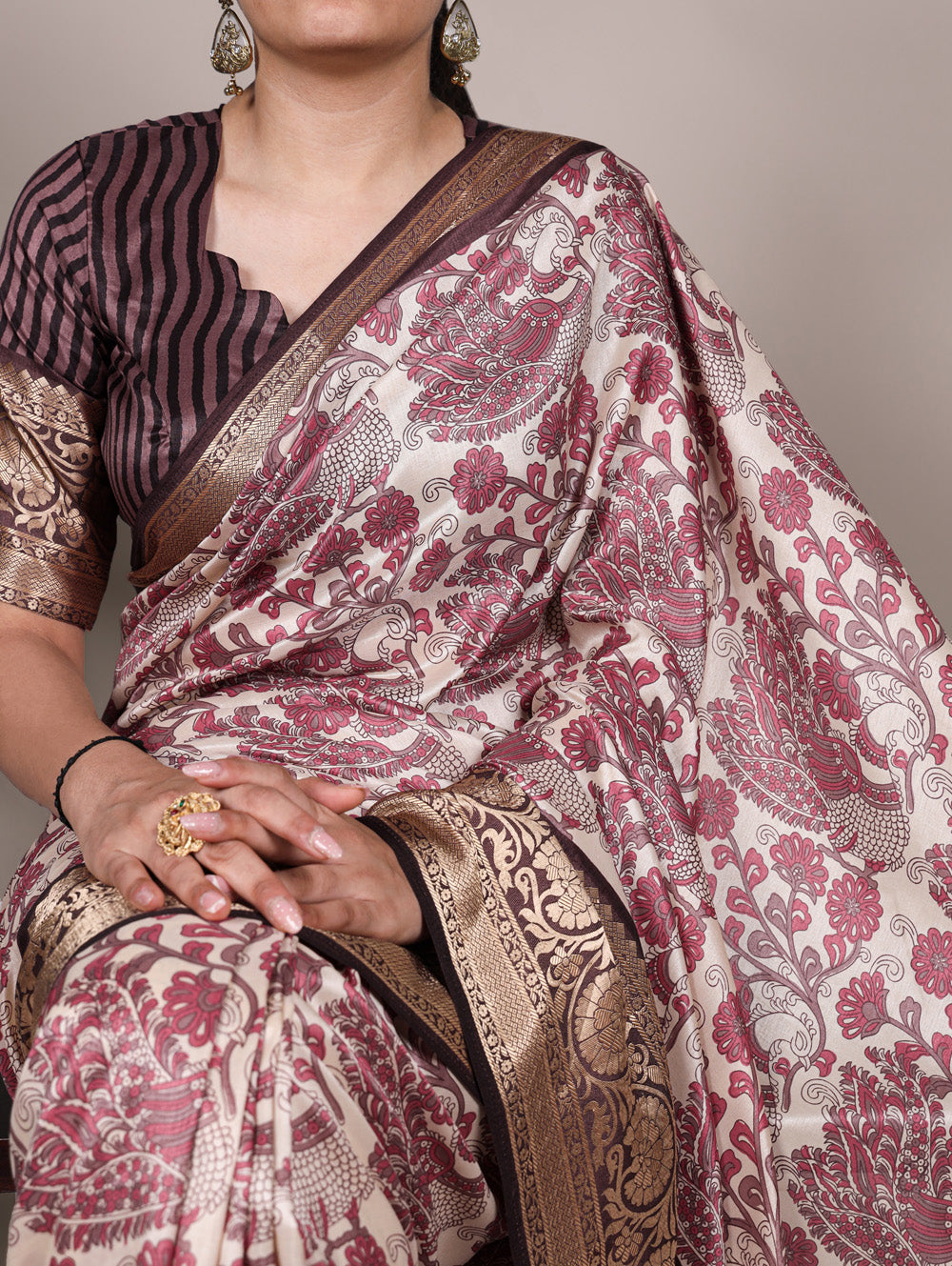 Tasar silk saree with viscose border