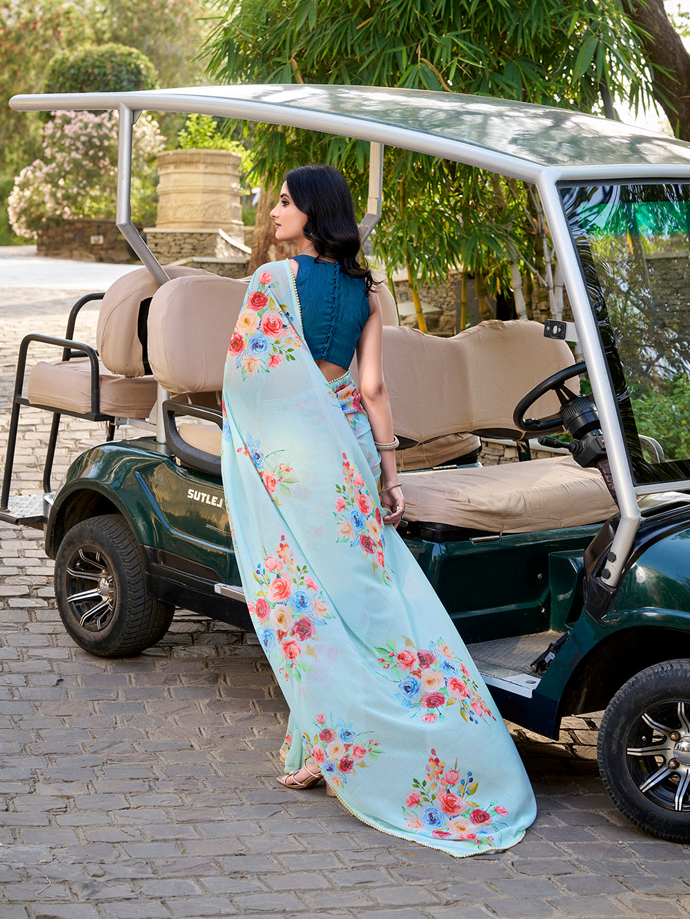 Office wear sky blue saree