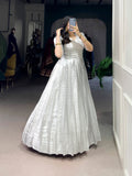 Off White Color Zari Weaving Work Kanjivaram Gown