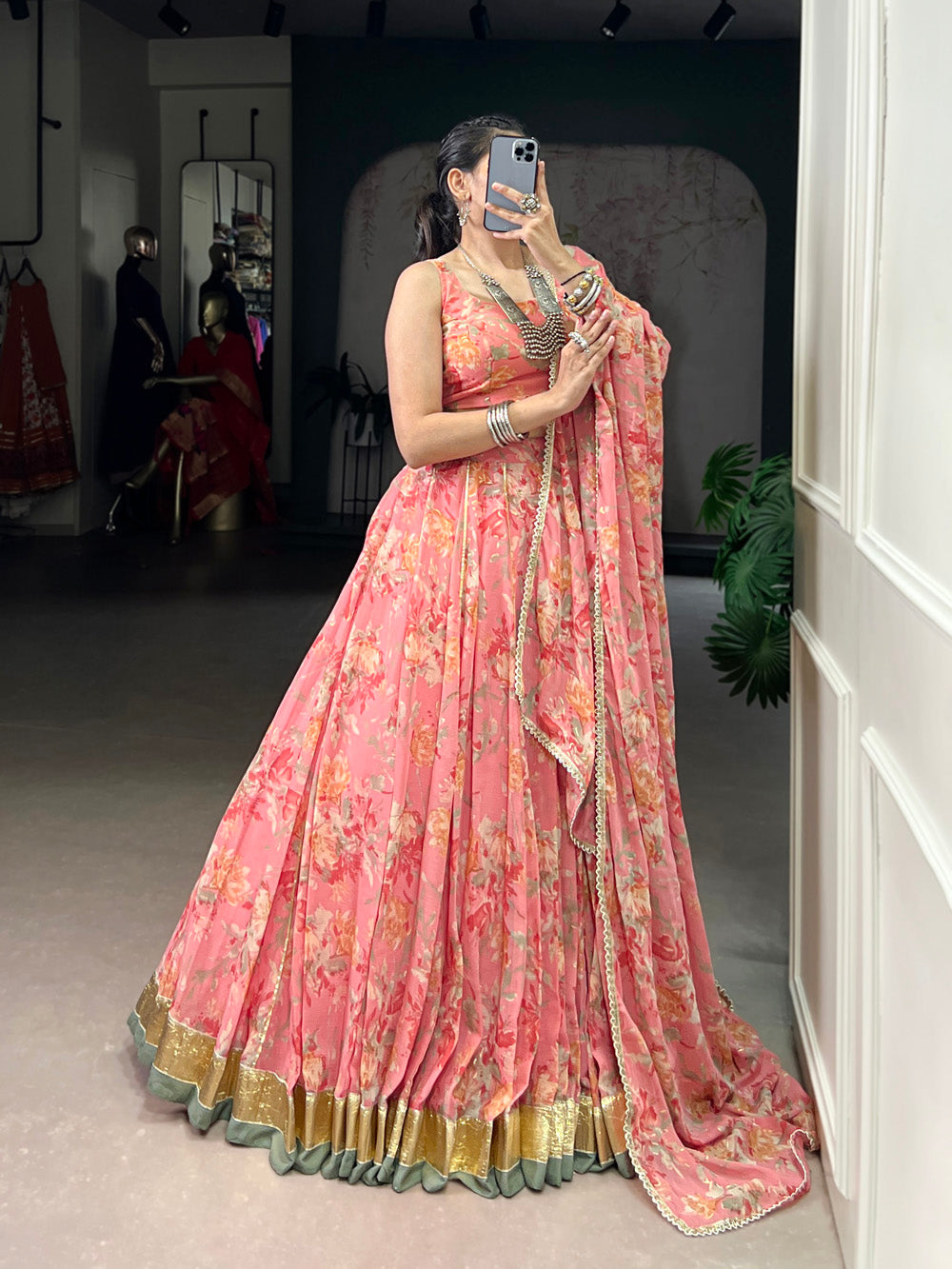 8 Meter Flair Chiffon Lehenga for Navratri