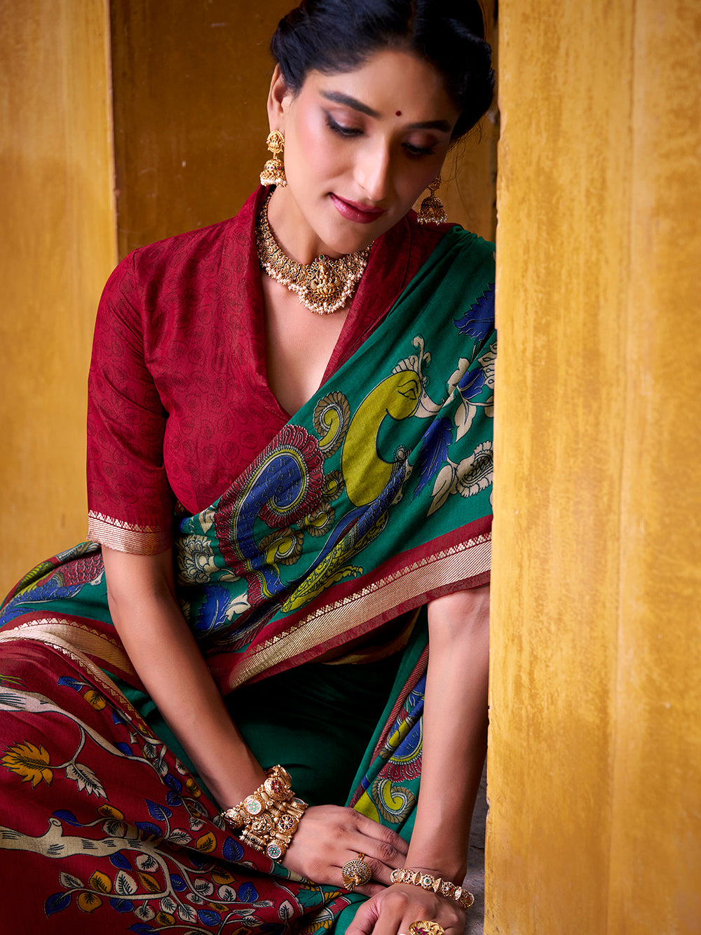 Printed chanderi saree with blouse piece