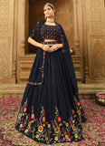 Exclusive Blue Sequins Thread Embroidered Wedding Lehenga