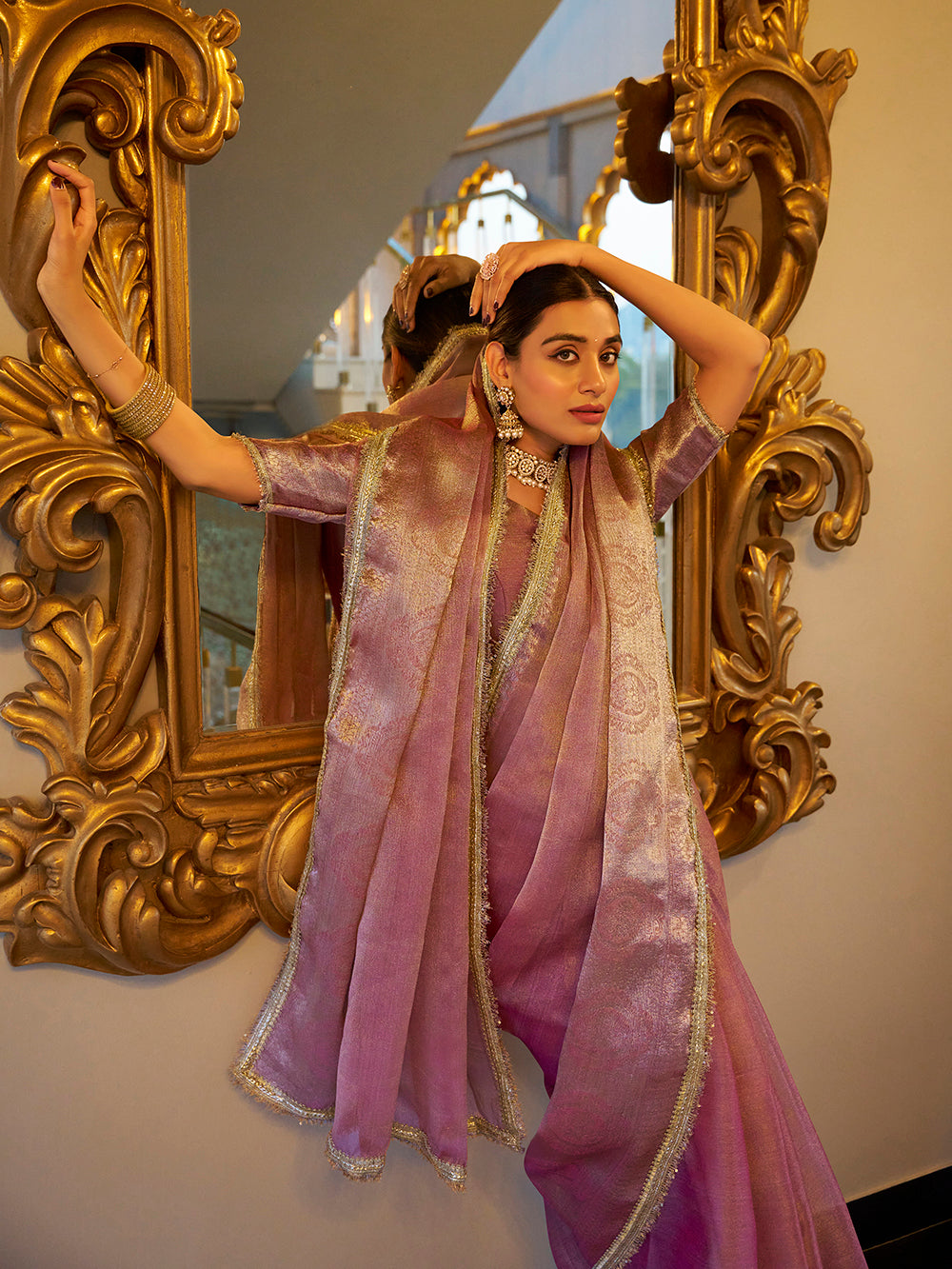 Zari weaving party wear saree