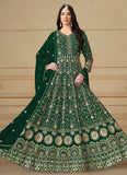 Elegant Green Faux Georgette Eid Special Anarkali Suit with Dupatta