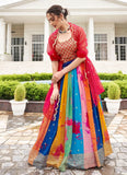 Faux Georgette Multicolor Embroidered Lehenga With Net Dupatta