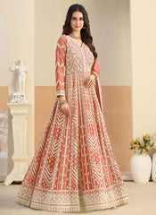 Stylish pastel ethnic outfit with embroidery work
