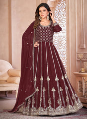 Faux Georgette Sequins Embroidered Indian Wedding Anarkali Suit