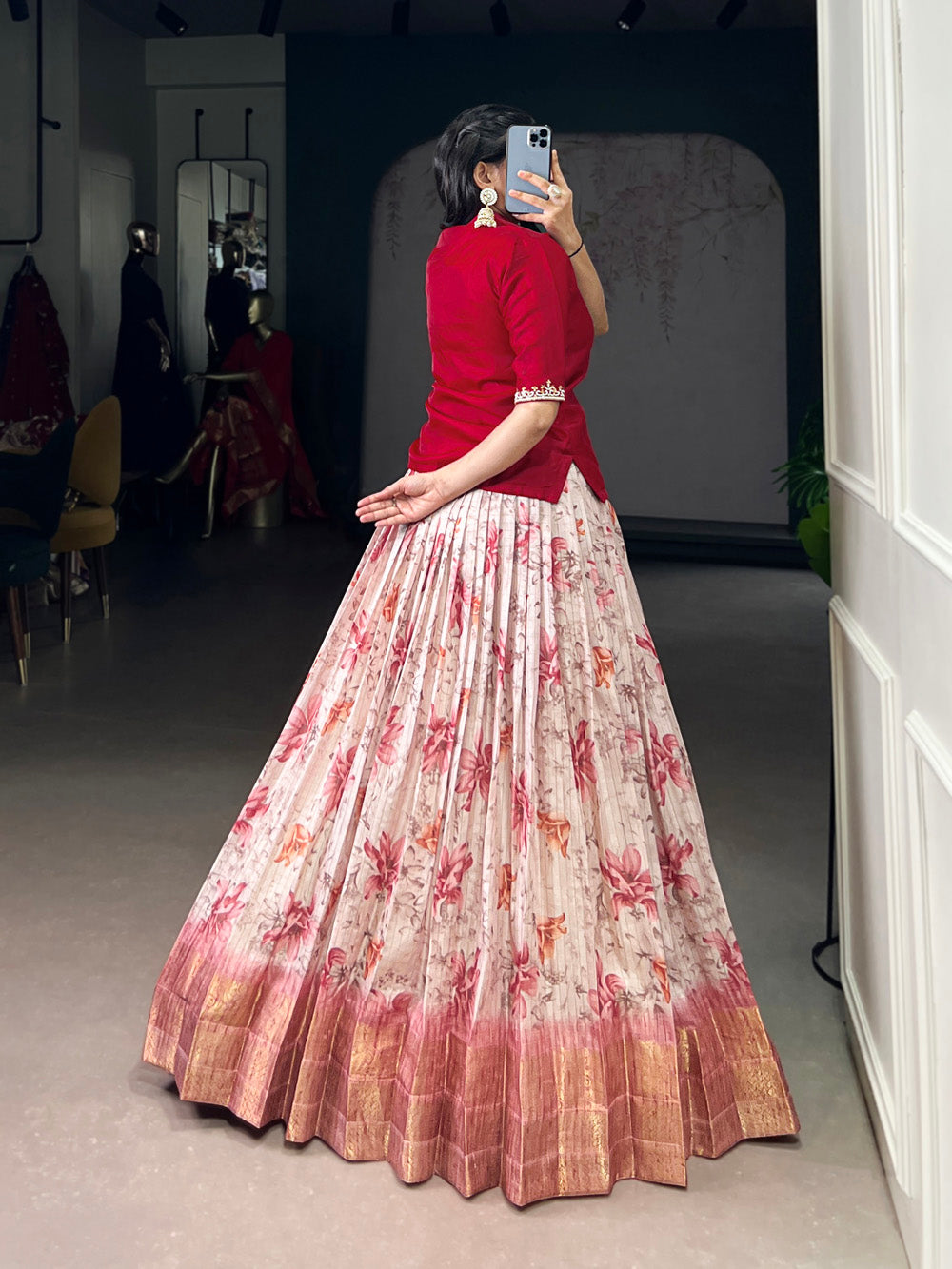 Banglory Blouse with Sequins and Pearl Handwork