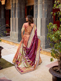 Peach Color Wedding Wear Simmer Organza Lehenga