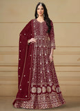 Maroon Eid Pakistani Anarkali Suit – Embroidered Set