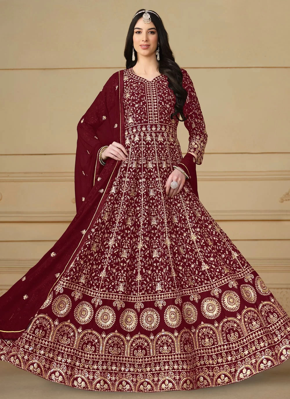 Buy Maroon Eid Pakistani Anarkali Suit Embroidered Set Custom Stitched Buy Maroon Eid Pakistani Anarkali Suit Embroidered Set Custom Stitched