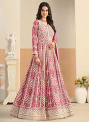 Faux georgette party wear Anarkali suit with dupatta