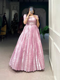 Light Pink Color Zari Weaving Work Kanjivaram gown
