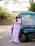 Weightless lavender saree with pearl lace border