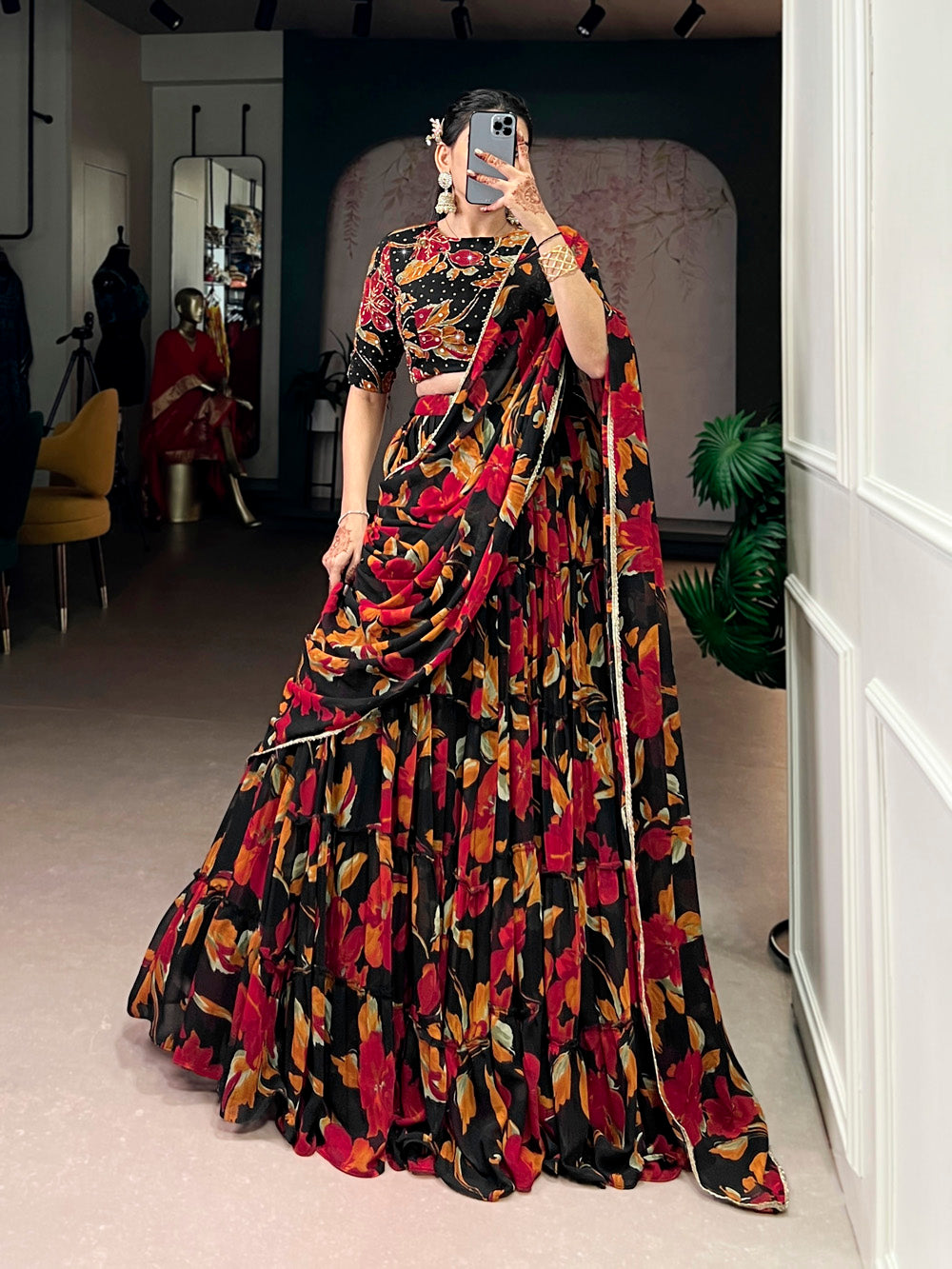 black wedding lehenga choli