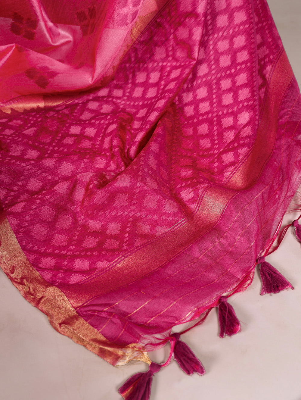 Traditional pink saree for festive wear