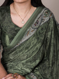 Lightweight mehendi green saree for festive wear
