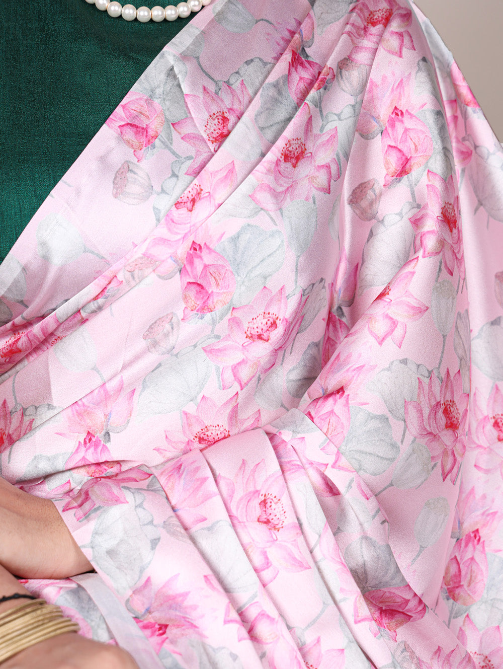 Satin silk saree with mono benglory blouse