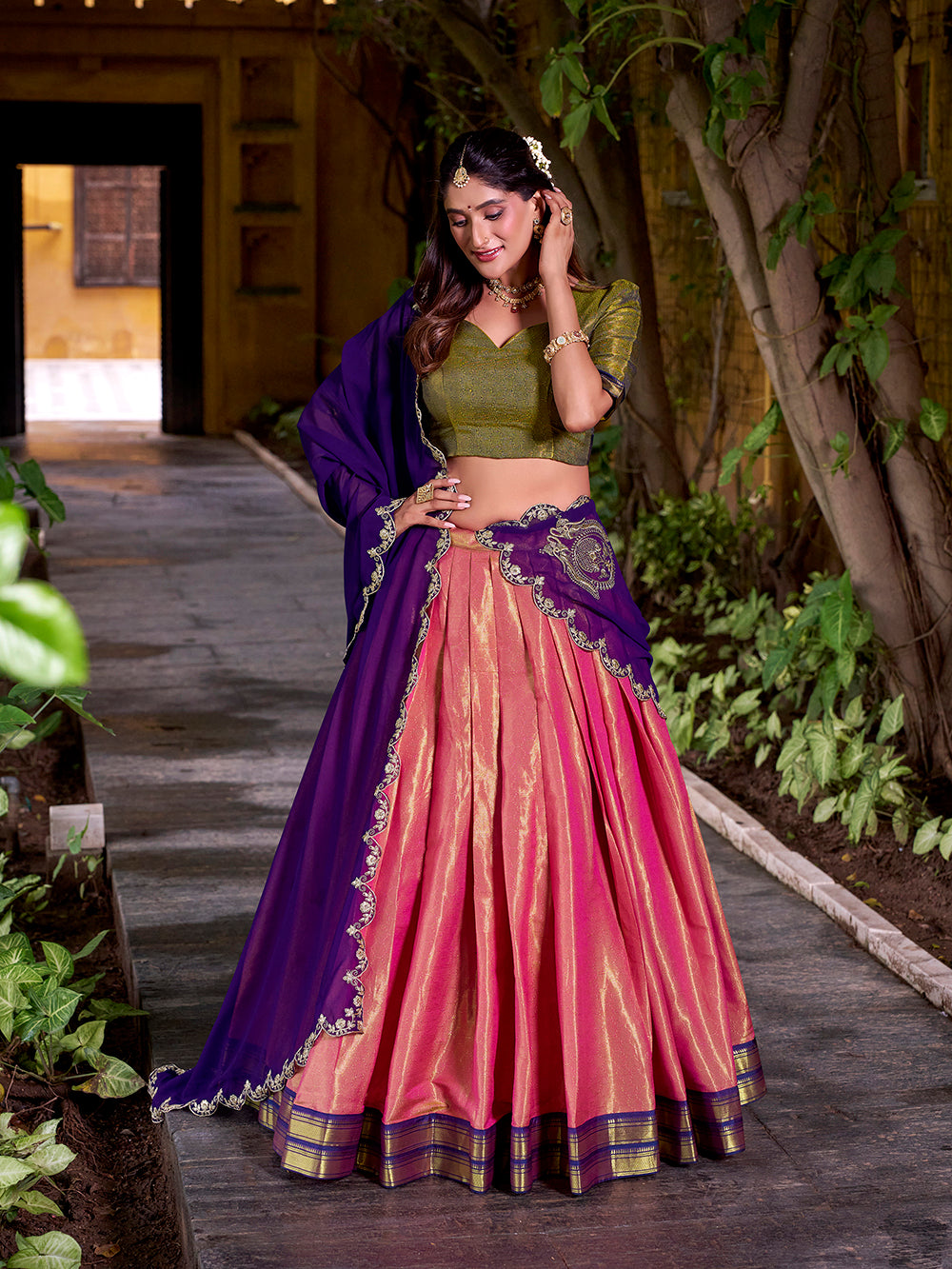 Purple Kanchipuram Lehenga Choli