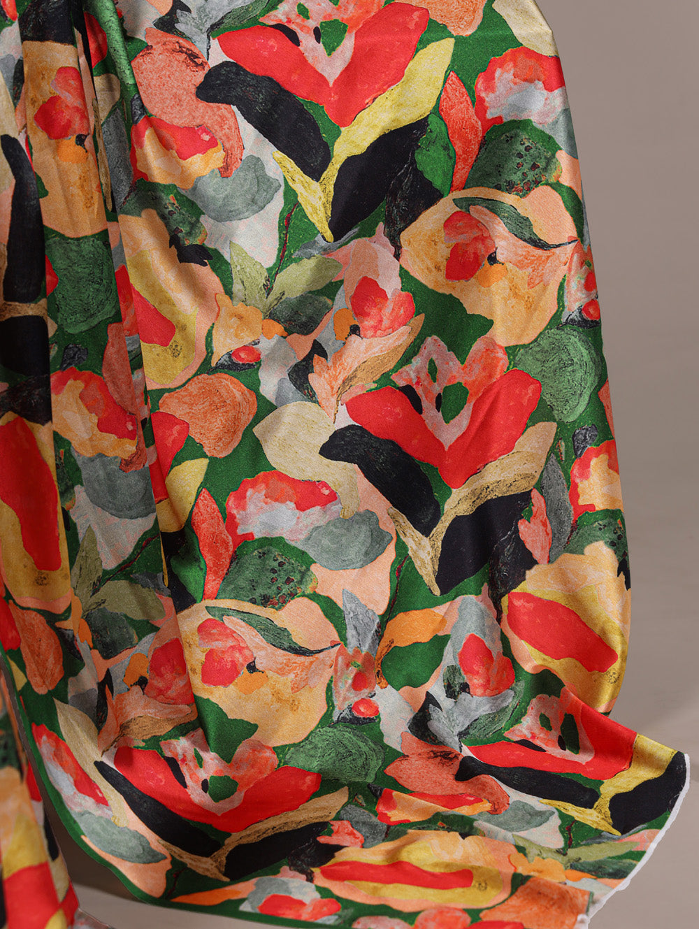 Multi Color Floral Printed Satin Silk Saree