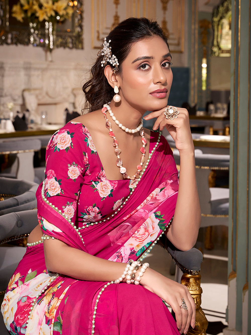 Elegant pink saree for weddings and festivals