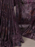 Floral viscose brasso saree in wine shade
