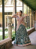 Forest Green Color Kalamkari Lehenga