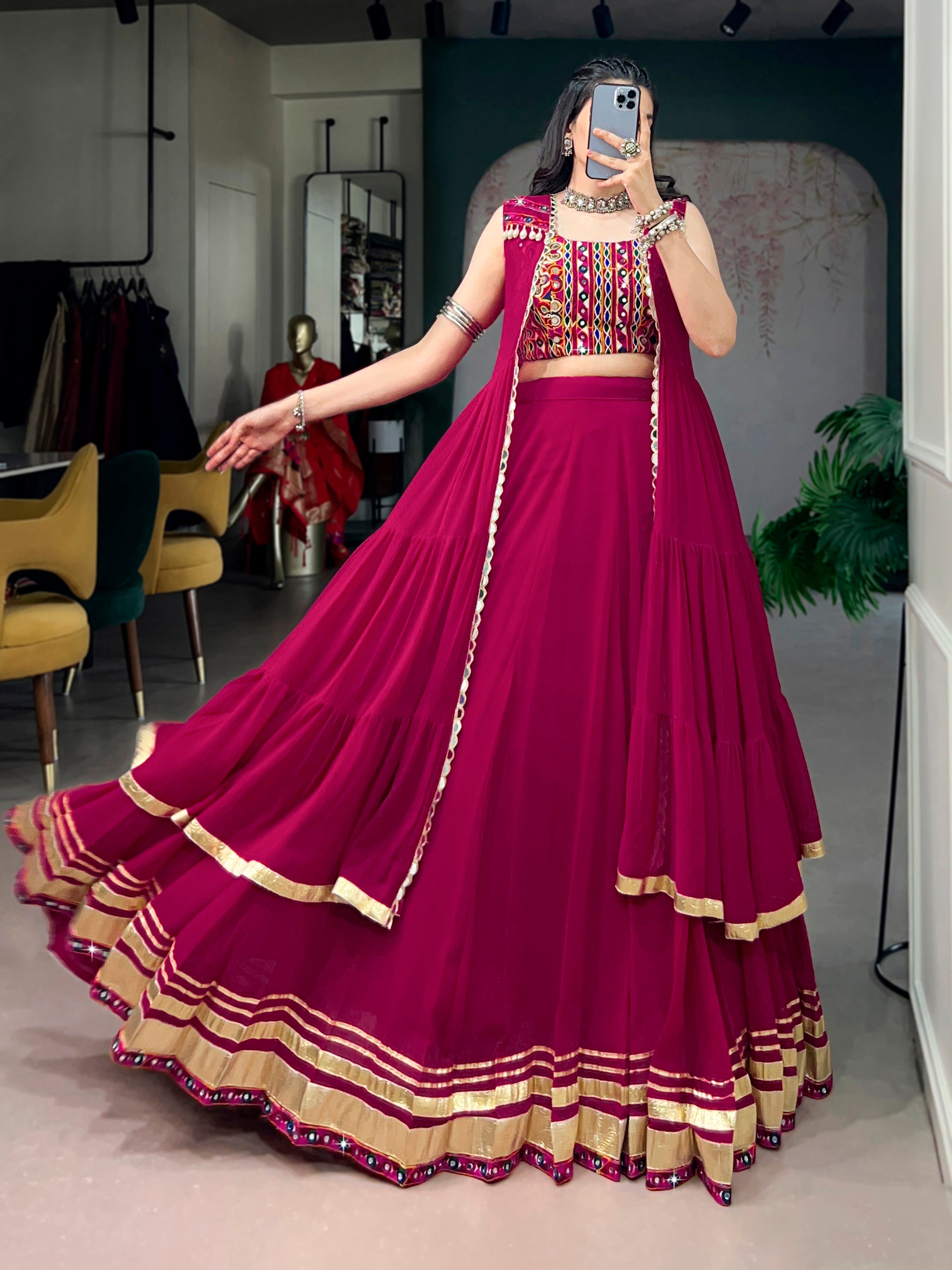 Gamthi Work Marbel Chaniya Choli