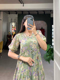 Pista Color Floral Print Georgette Dress