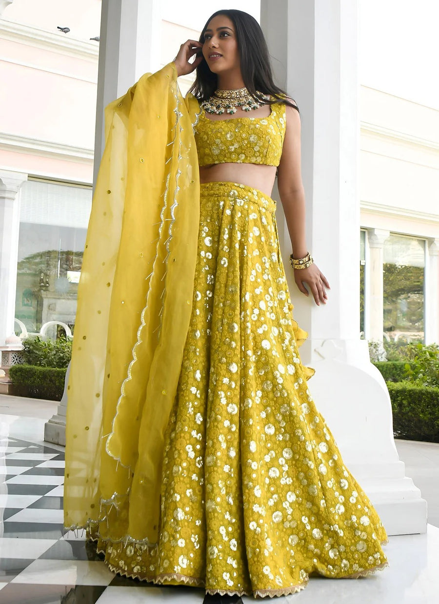 Elegant georgette festive lehenga for wedding functions
