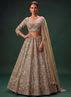 Golden Bridal Reception Lehenga | Luxury Bridal Lehenga
