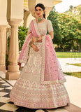 Gorgeous Cream Crepe Heavy Lehenga Choli Embellished with Sequins Work