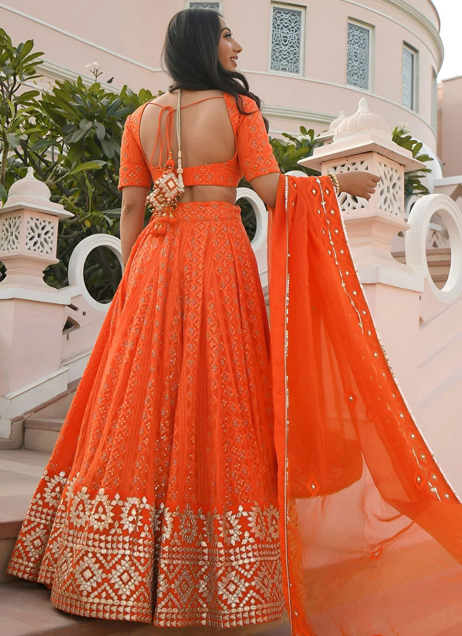 Elegant georgette lehenga for haldi and mehndi functions