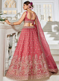 Pink golden tissue lehenga with sequins, coding and hand embroidery – designer wedding lehenga