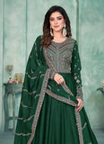 Green Art Silk Designer Anarkali Suit with Santool Bottom