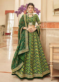 Green Art Silk Reception Wear Lehenga Choli