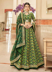 Green Art Silk Reception Wear Lehenga Choli