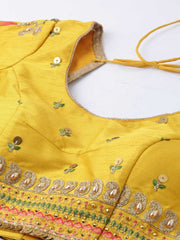 Green Art Silk Semi Stitched Coding and Stone work Lehenga Choli