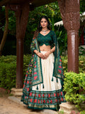 Green Color Patola Print With Tussar Silk Lehenga Choli
