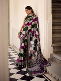Green viscose chanderi check print saree
